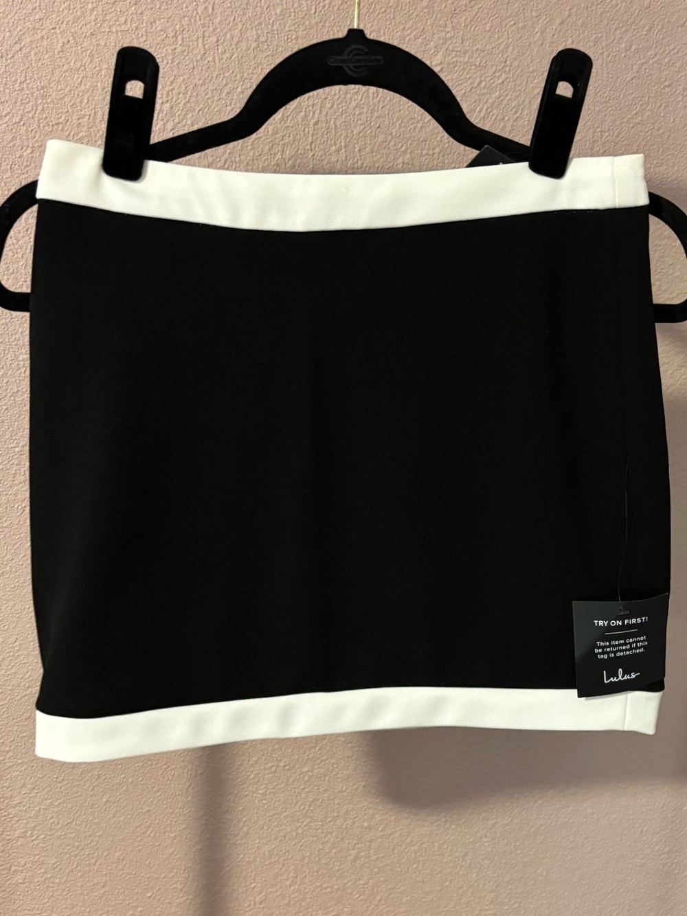 NWT Lulu's Black Mini Skirt with White Contrast Trim